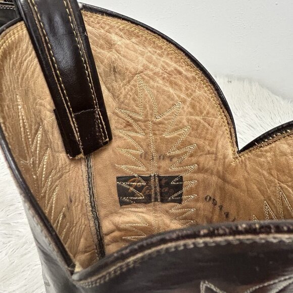 VTG 70s Tony Lama Men’s Brown Embroidered Western Cowboy Boots Sz Code 5110 /11E - Picture 12 of 12